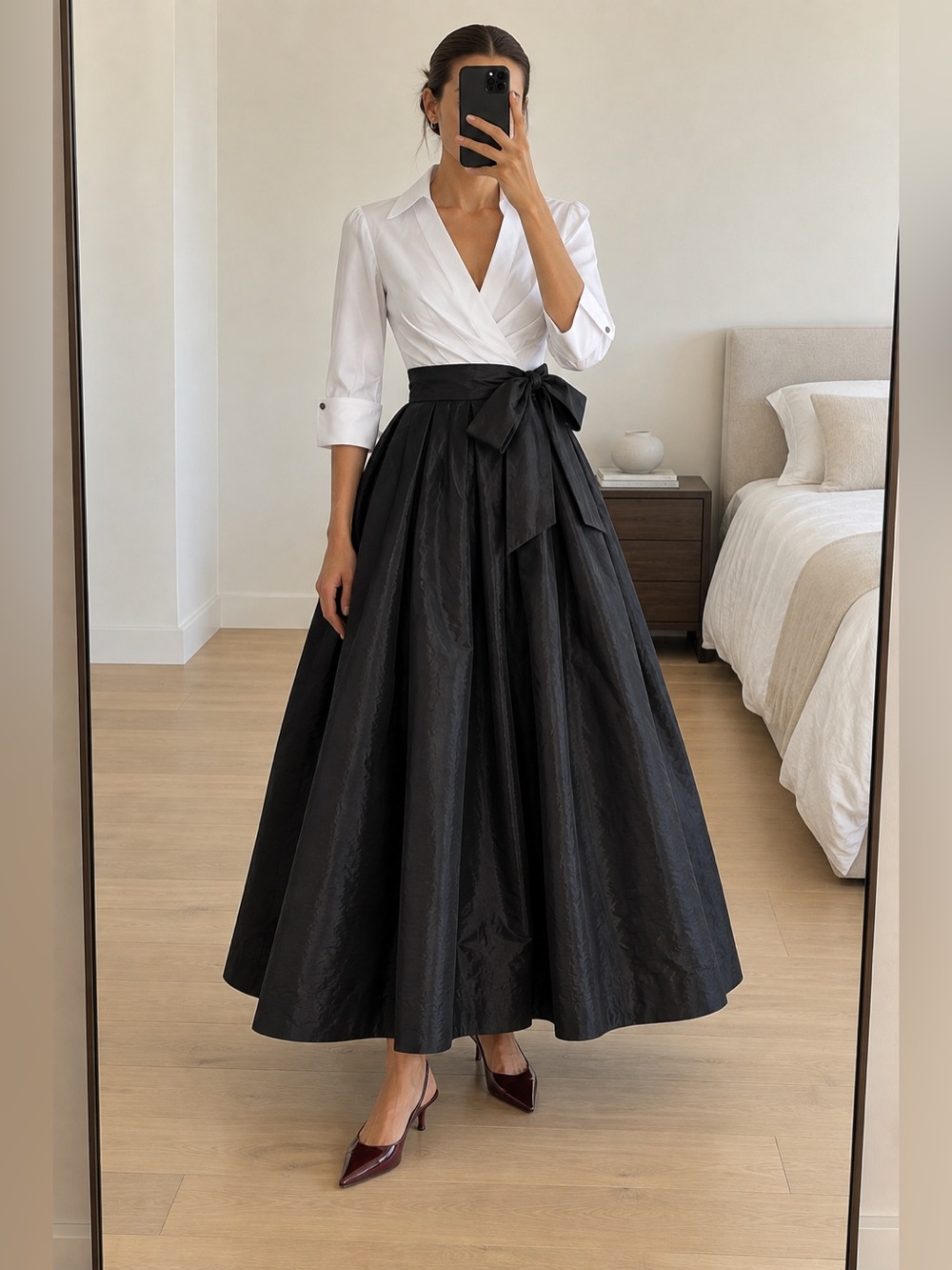 Jessica Howard Mixed Media Ballgown Black White 3/4 Sleeve US 4P (s) BNWOT